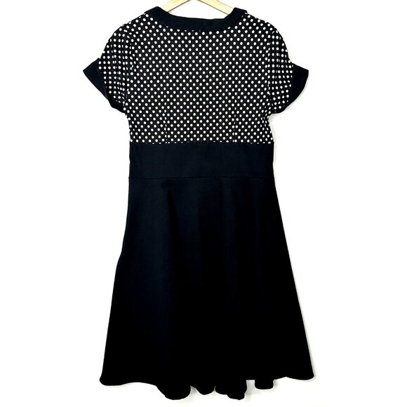 Acevog Womens Dress Retro Polka Dot Swing Cap Sleeve Black White Size Large - Picture 2 of 9